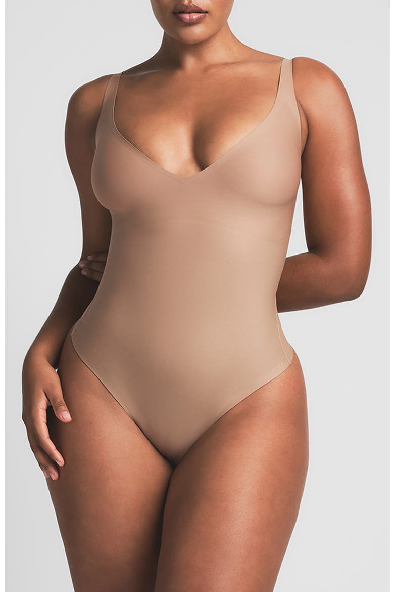 Body Core Sculpt Plunge Bodysuit, Main, color, SIENNA