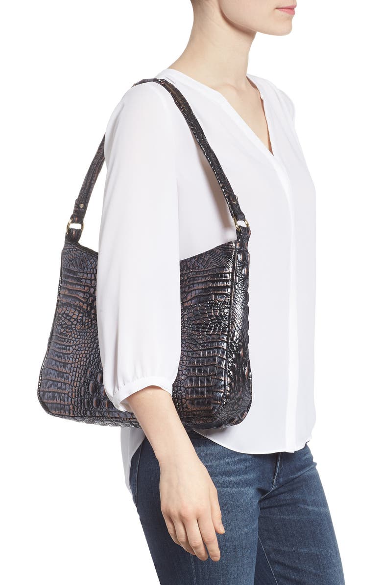 Brahmin Nadia Croc Embossed Leather Shoulder Bag, Alternate, color,