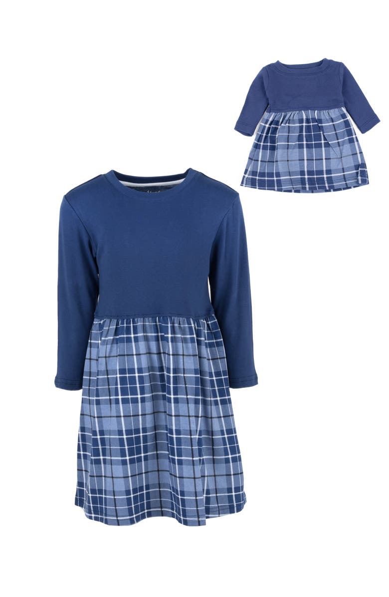 Leveret Girls Skirt Dress with Matching Doll Dress, 100% Cotton, Alternate, color, Navy