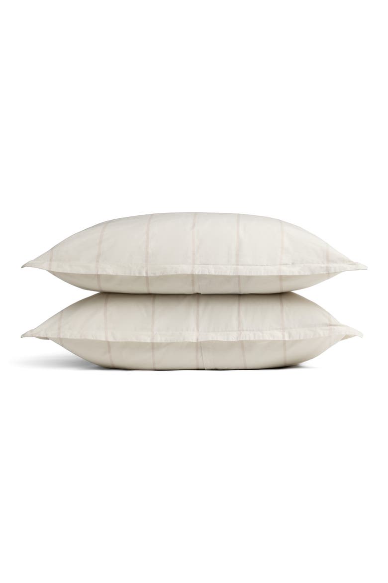 Percale Sham Set, Main, color, BONE STRIPE