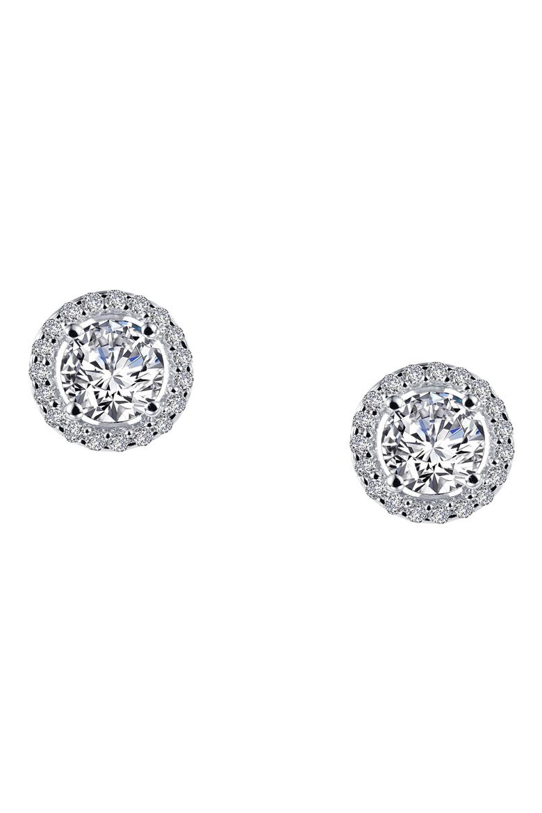 Simulated Diamond Stud Earrings, Alternate, color, SILVER/ CLEAR