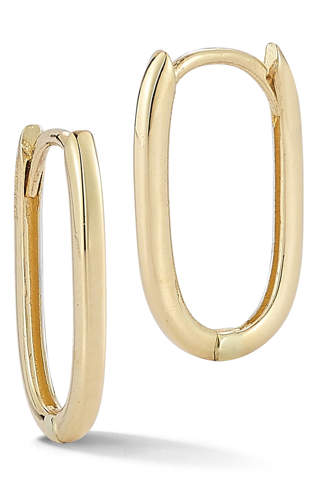 Ember Fine Jewelry <p>14K Gold Elongated Oval Huggie Hoop Earrings</p>
