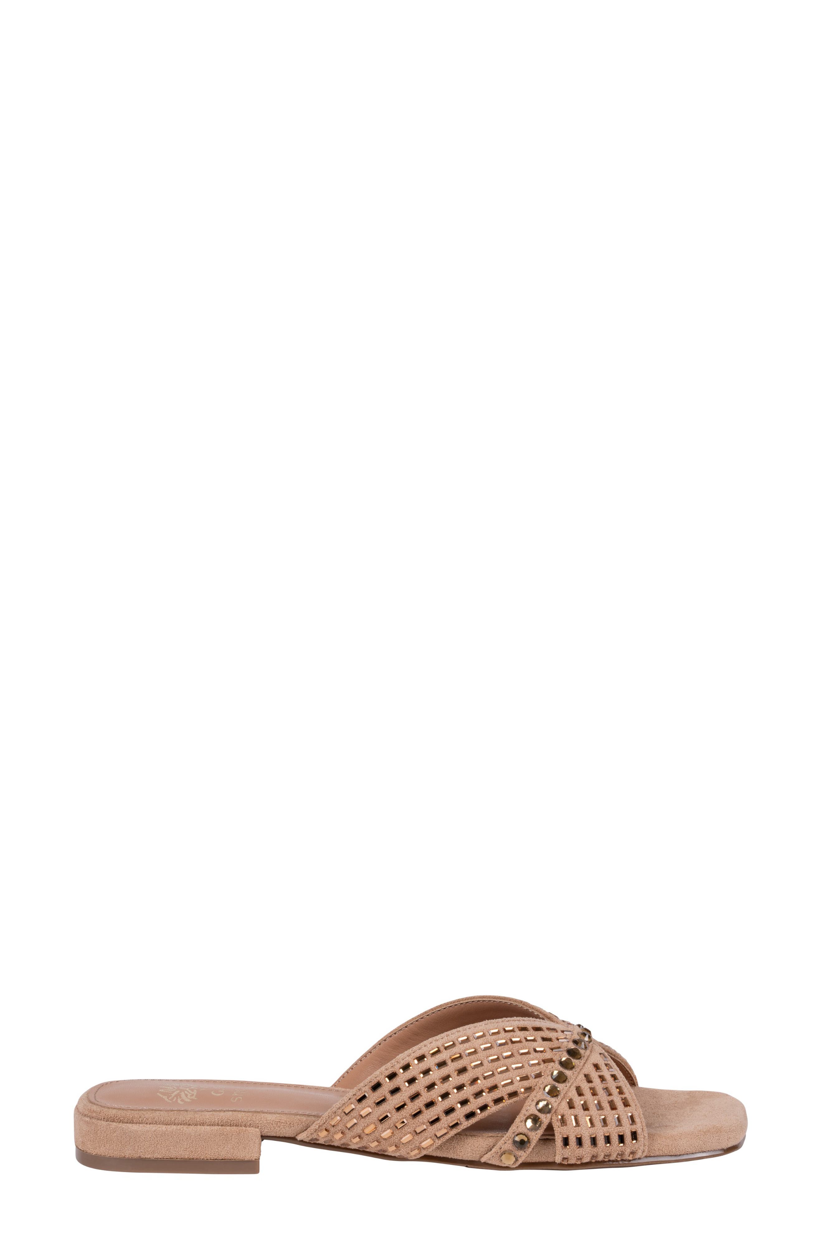 Elara Embellished Slide Sandal, Alternate, color, BEIGE