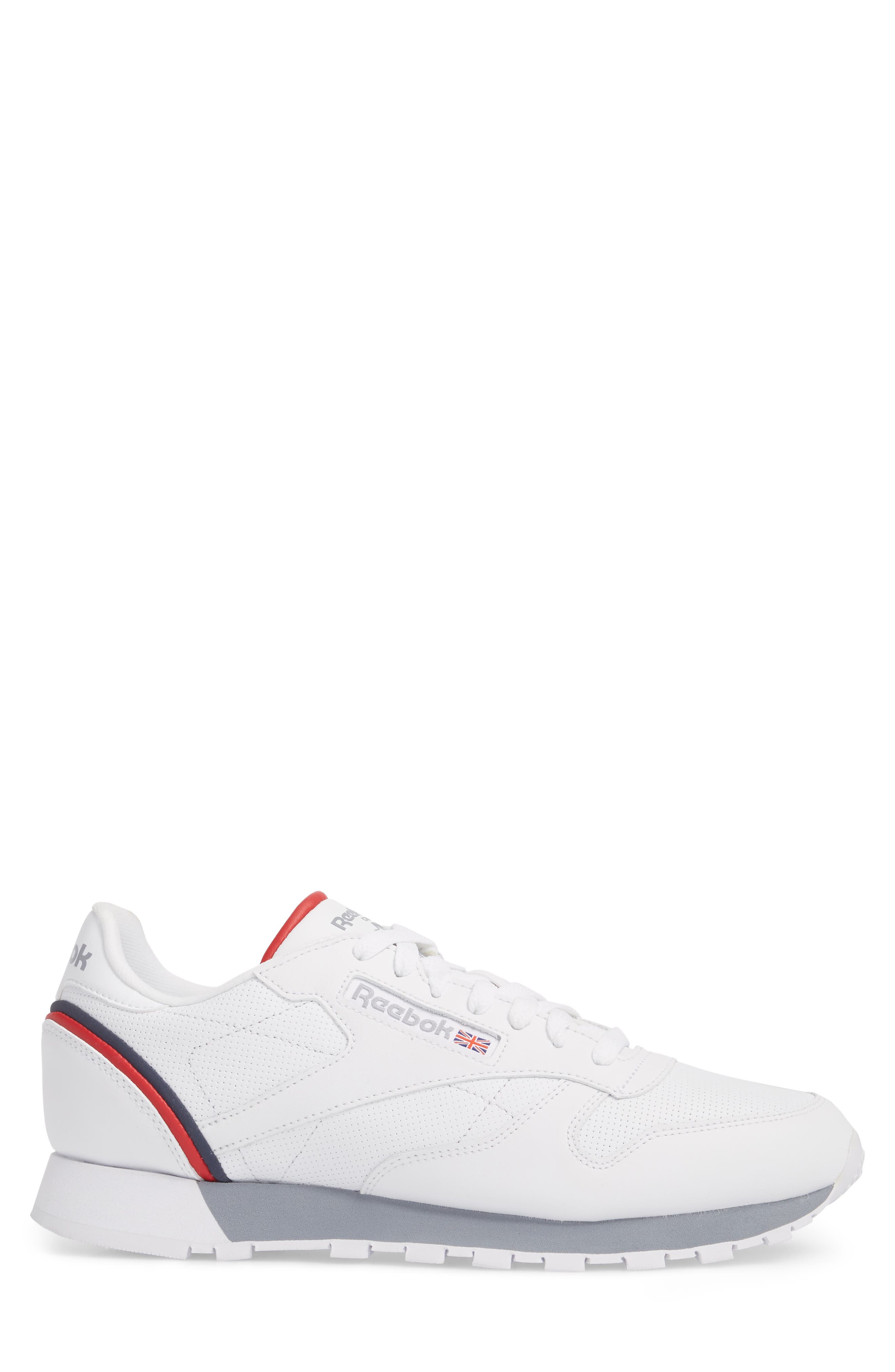 Classic Leather MU Sneaker, Alternate, color, WHITE/NAVY/RED