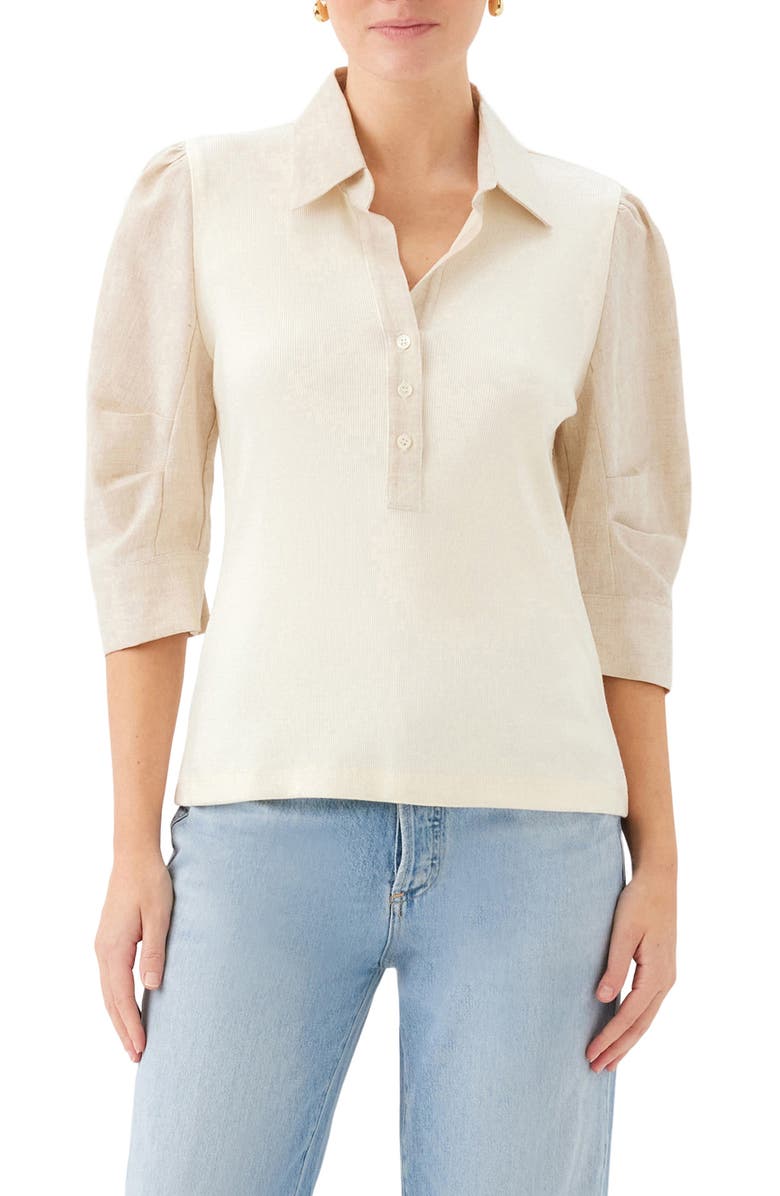 FIFTEEN TWENTY Camden Contrast Henley, Main, color, Cream