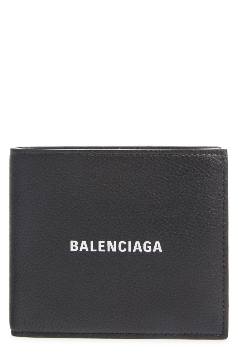 Cash Logo Leather Wallet, Main, color, BLACK