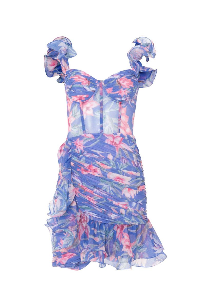 PatBO Amaryllis Flutter Mini Dress, Alternate, color, Blue