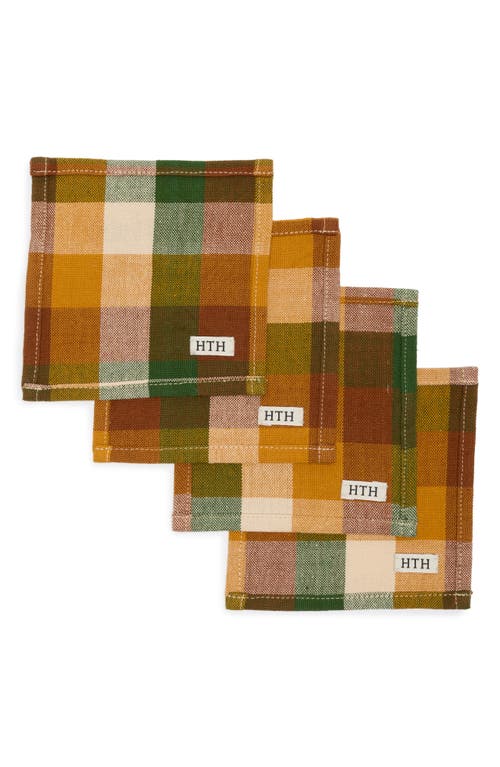 Heather Taylor Home Set Of 4 Gingham Cocktail Napkins