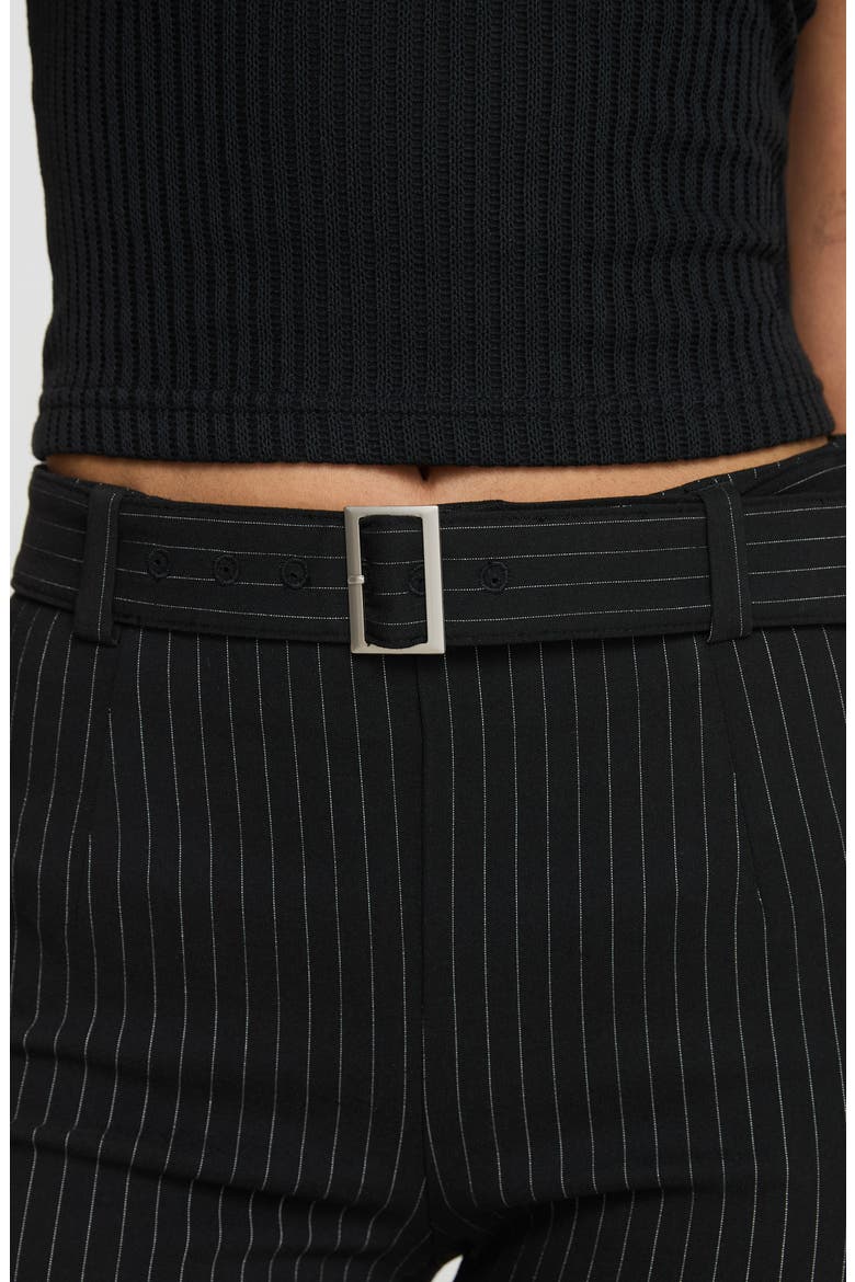 Pagano Pinstripe Cotton Blend Flare Leg Pants, Alternate, color, BLACK