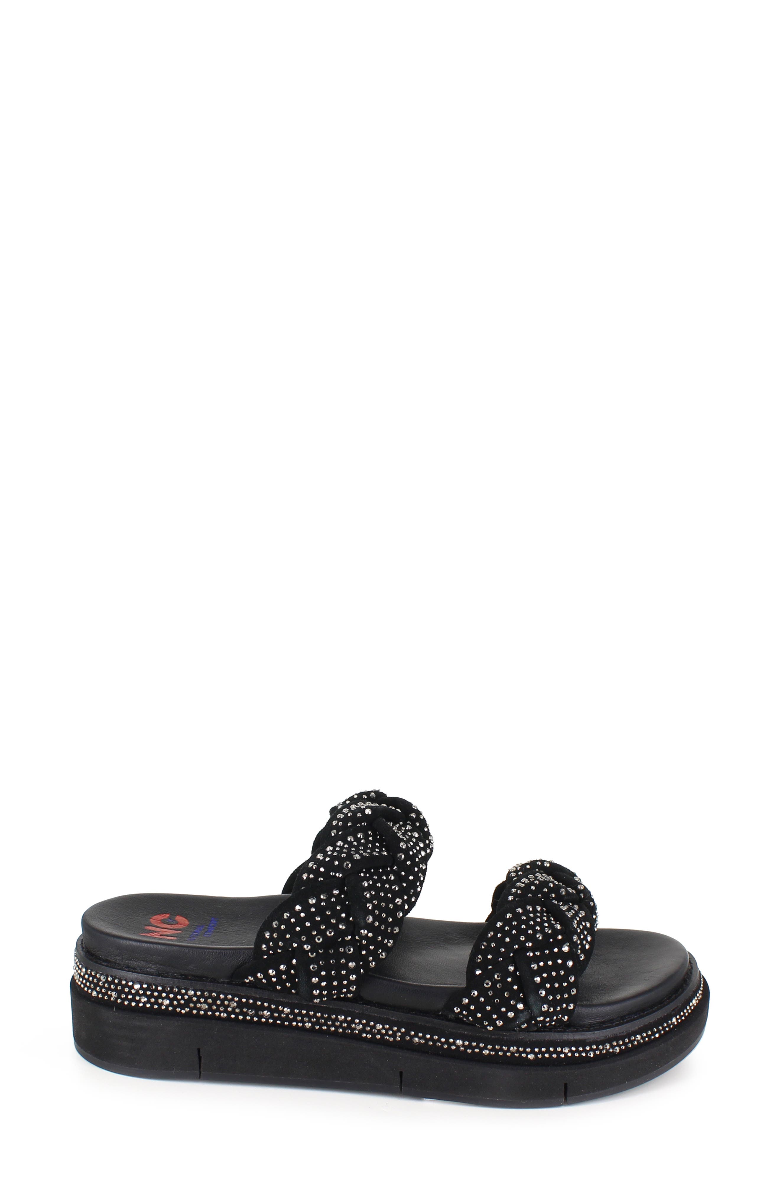 National Comfort Karena Braided Platform Slide Sandal, Alternate, color, Black Suede
