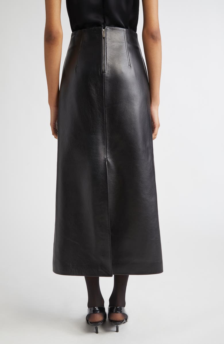 TOTEME Straight Leather Skirt, Alternate, color, Black