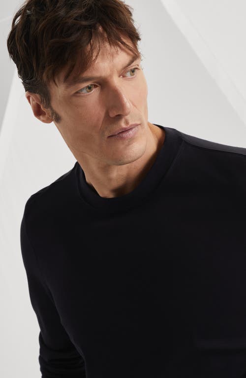 Brunello Cucinelli Long Sleeve T-shirt In Navy Blue