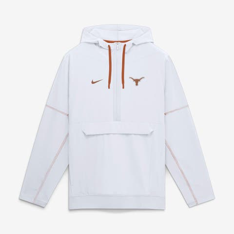 Men's Nike White Texas Longhorns 2026 Sideline Anorak Half-Zip Hooded Jacket