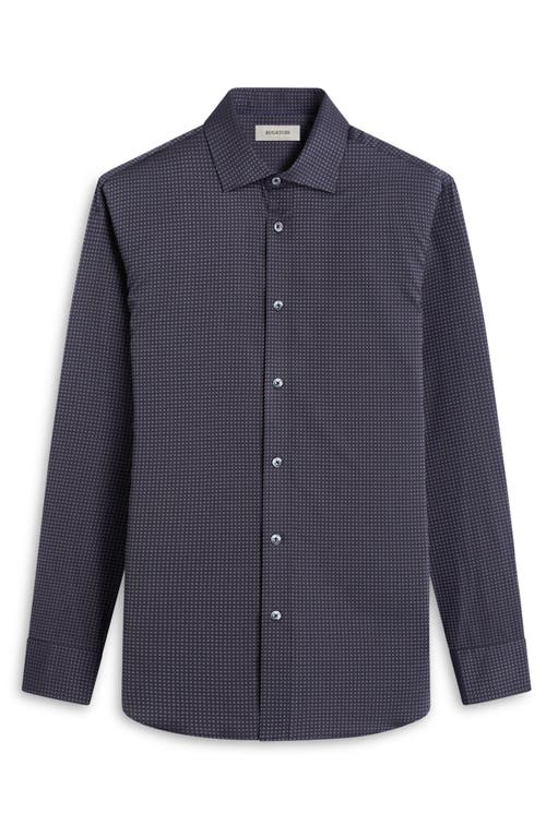 Bugatchi Axel Shaped Fit Jacquard Button-up Shirt In Anthracite