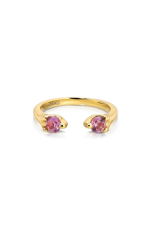 18k Gold Pink Sapphire Bypass Ring