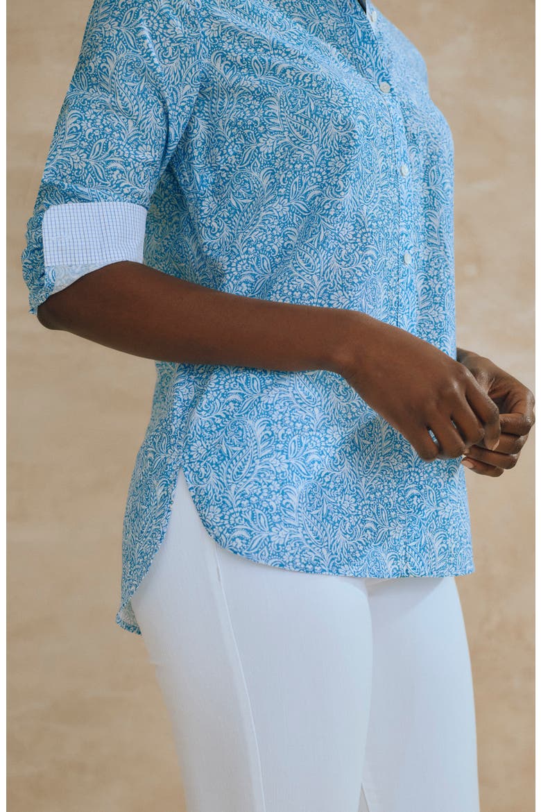 Britt Button Front Shirt, Alternate, color, BLUE/ WHITE