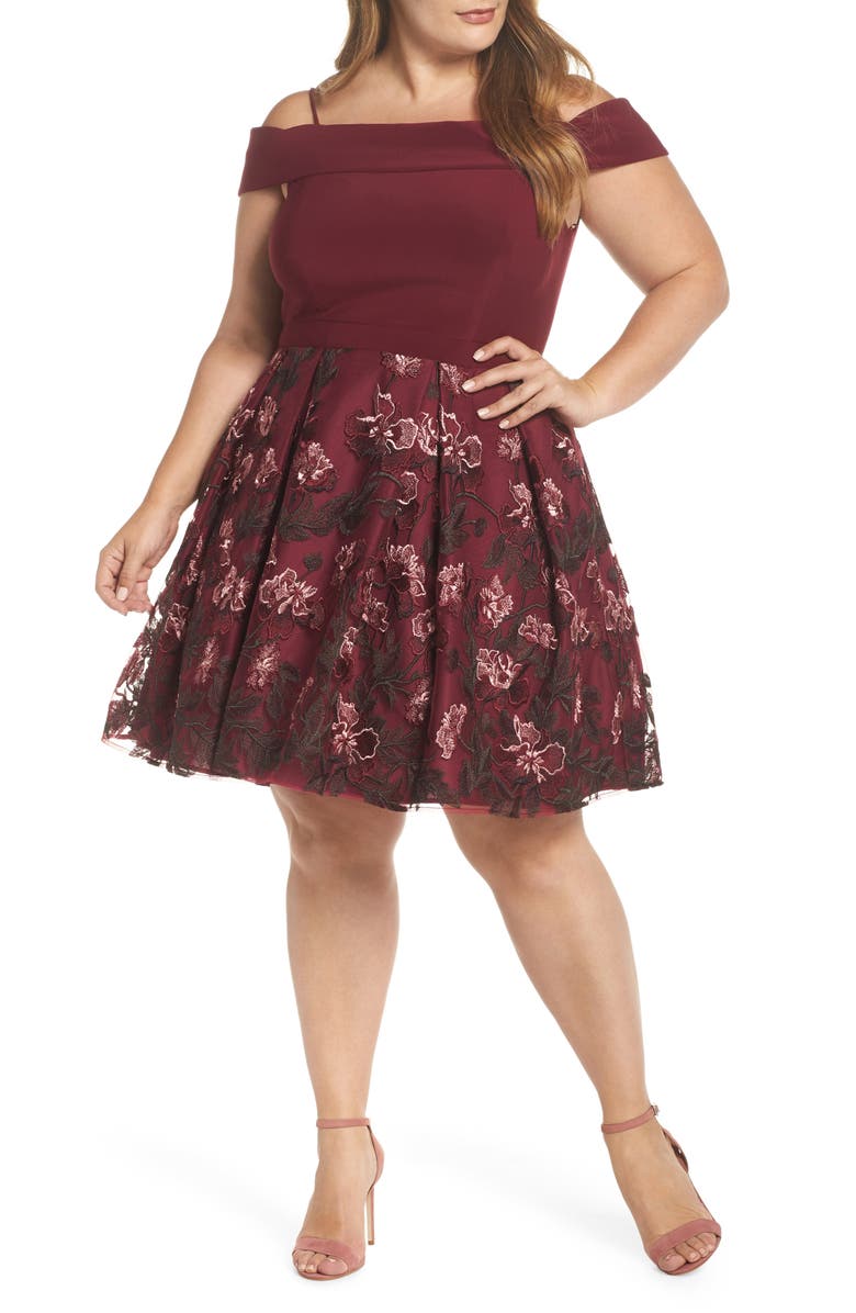 Morgan & Co. Cold Shoulder Fit & Flare Dress, Main, color,