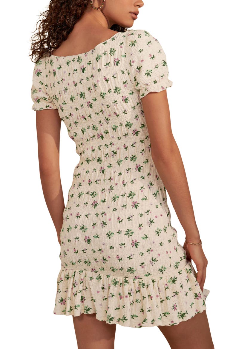 Ditsy Print Shirred Puff Sleeve Minidress, Alternate, color, IVORY FLORAL