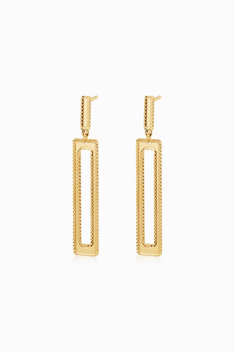 14K Gold Frame Drop Earrings