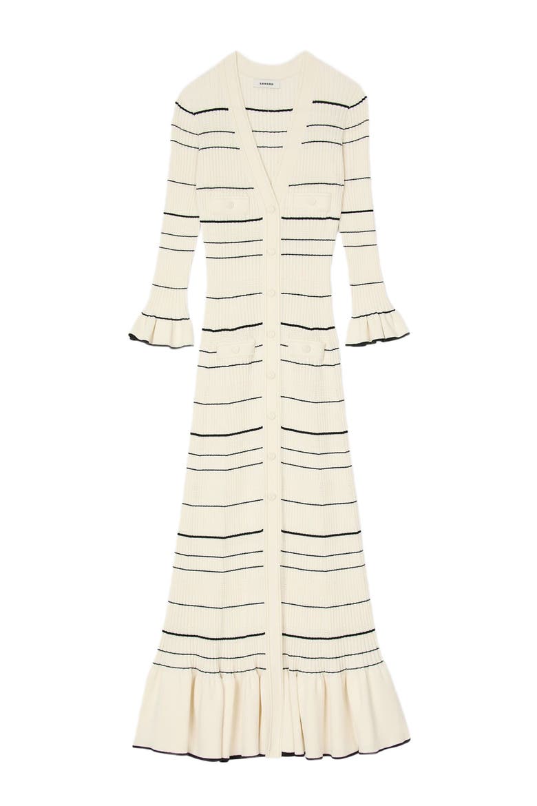 Striped knit maxi dress, Alternate, color, Ecru