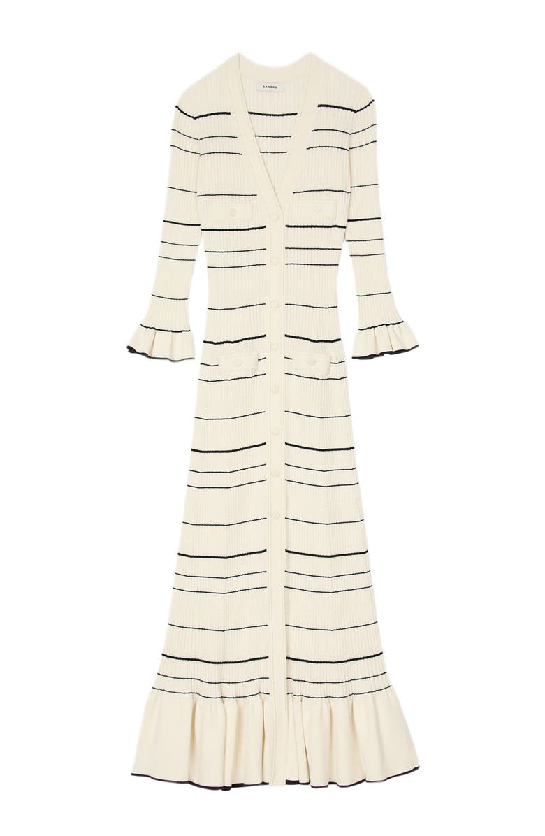 SANDRO Striped knit maxi dress, Alternate, color, 
