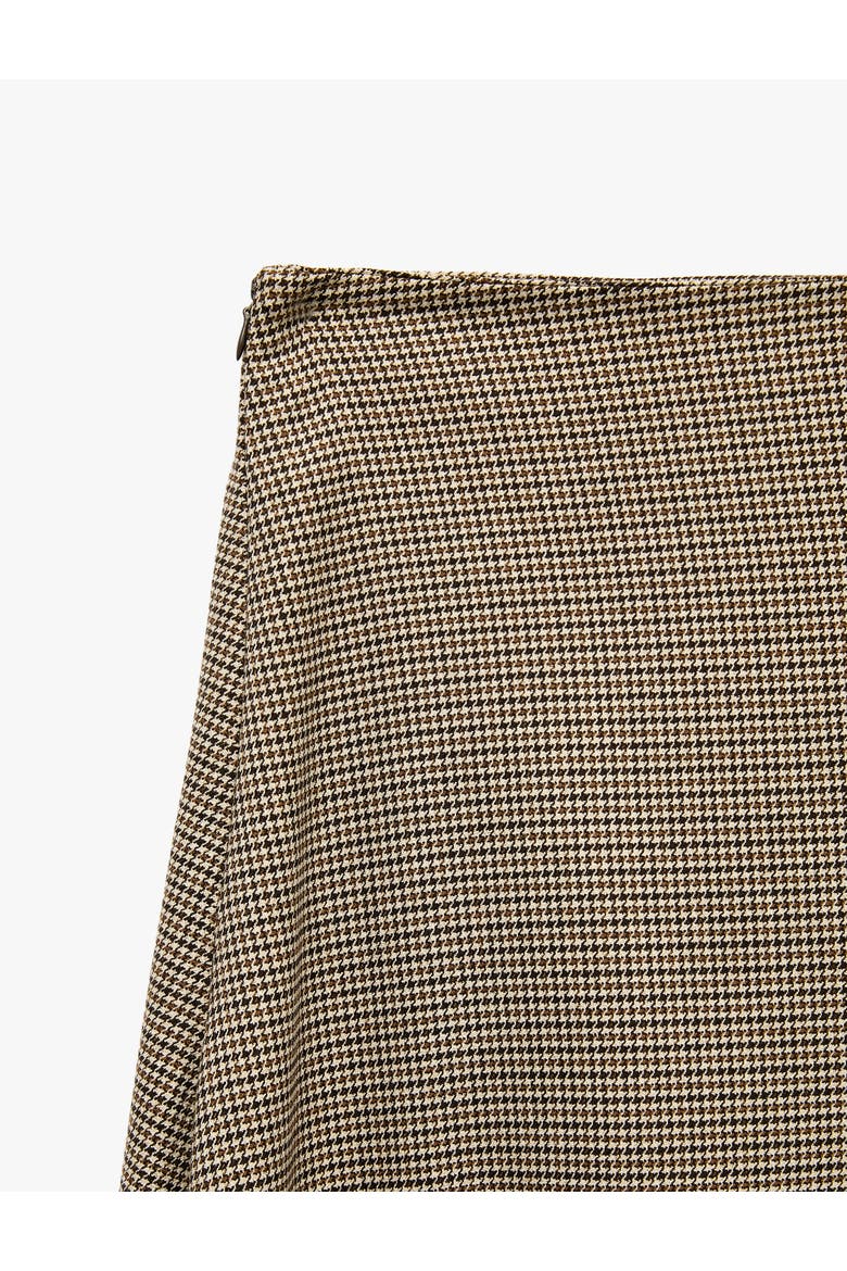 Houndstooth Asymmetric Handkerchief Hem Midi Skirt, Alternate, color, BROWN CHECK