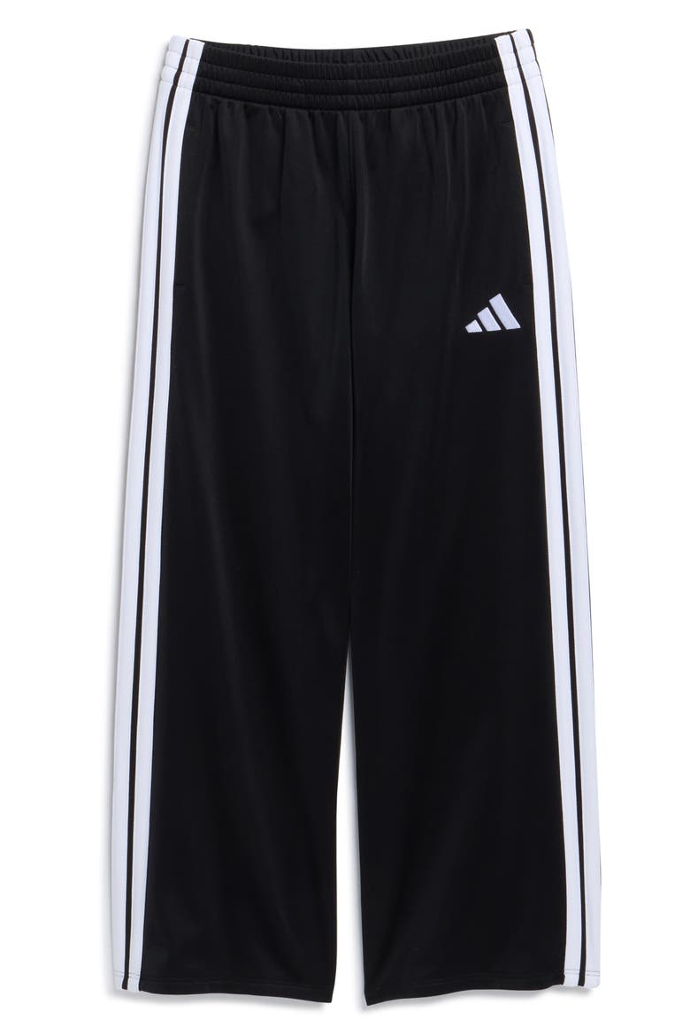 Kids' 3-Stripes Tricot Wide Leg Pants, Main, color, BLACK