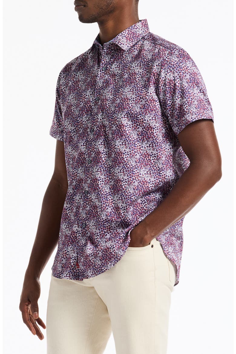Fermont Short Sleeve Cotton Dress Shirt, Alternate, color, BLUE MULTI