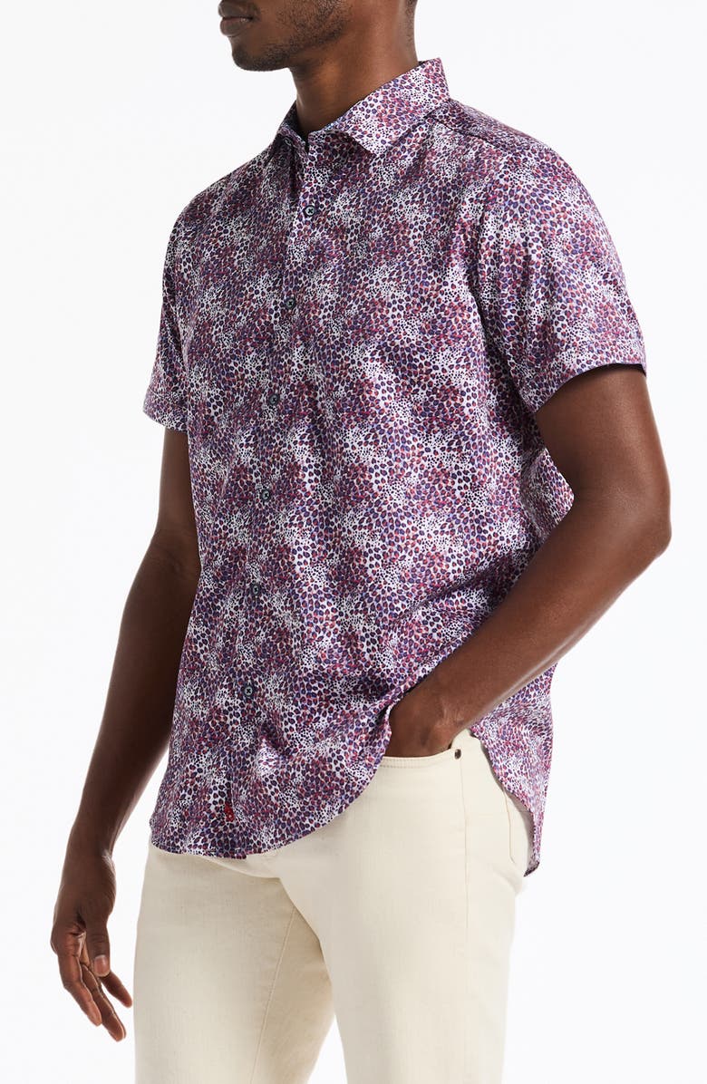 Robert Graham Fermont Short Sleeve Cotton Dress Shirt, Alternate, color, Blue Multi