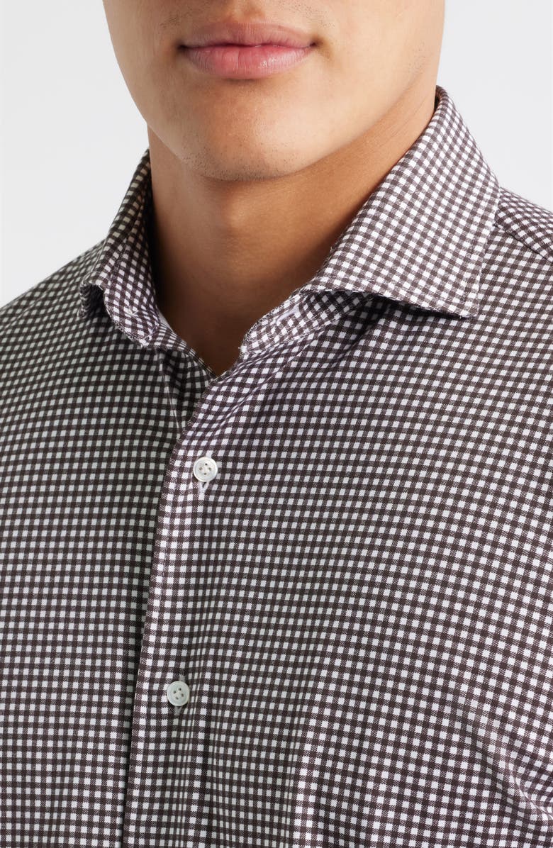 Peter Millar Crown Crafted Excursionist Flex Gingham Button-Up Shirt, Alternate, color, Antique Walnut