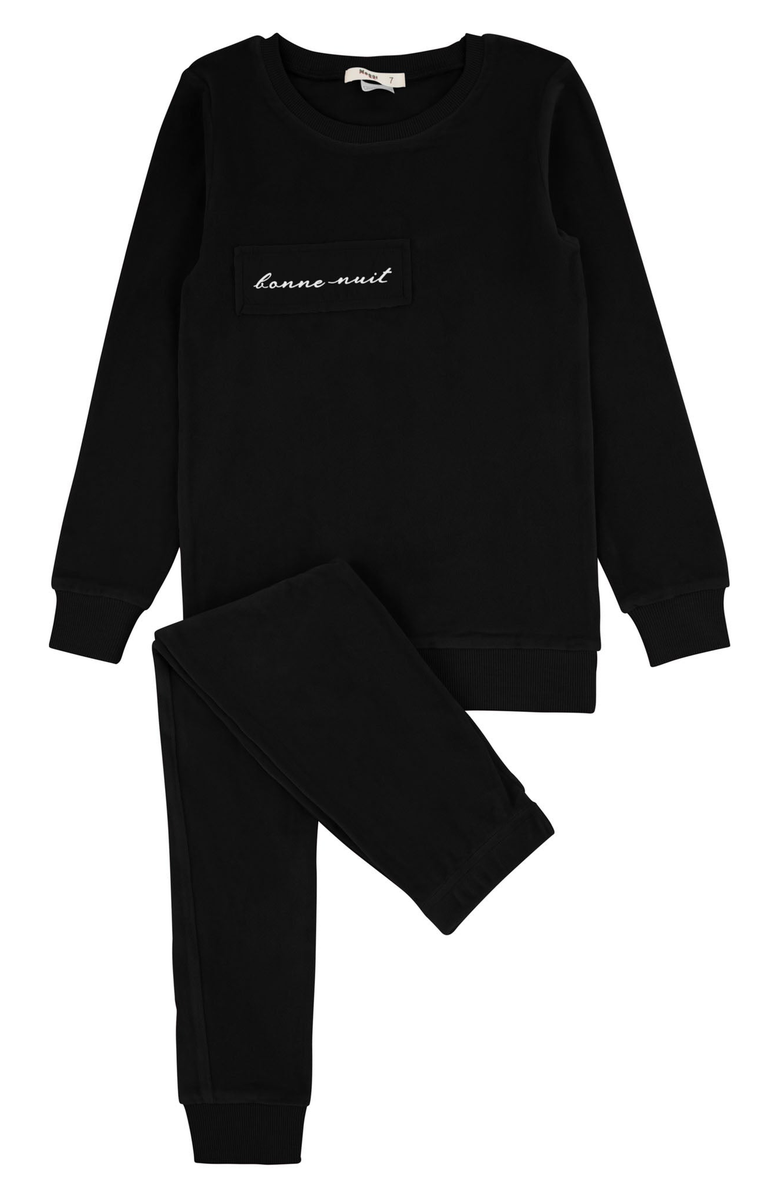 NoggiWear Bonne Nuit Patch Loungewear Set, Main, color, Black