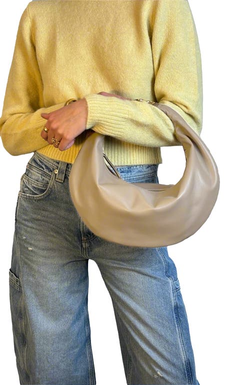 Shop Hyer Goods Leather Convertible Hobo Ring Bag In Taupe