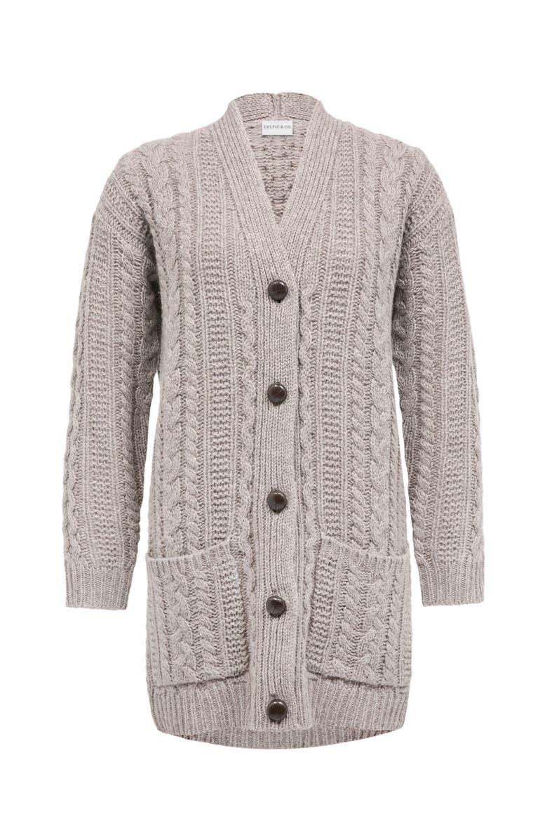 Celtic & Co. Relaxed fit cable knit cardigan, Alternate, color, 
