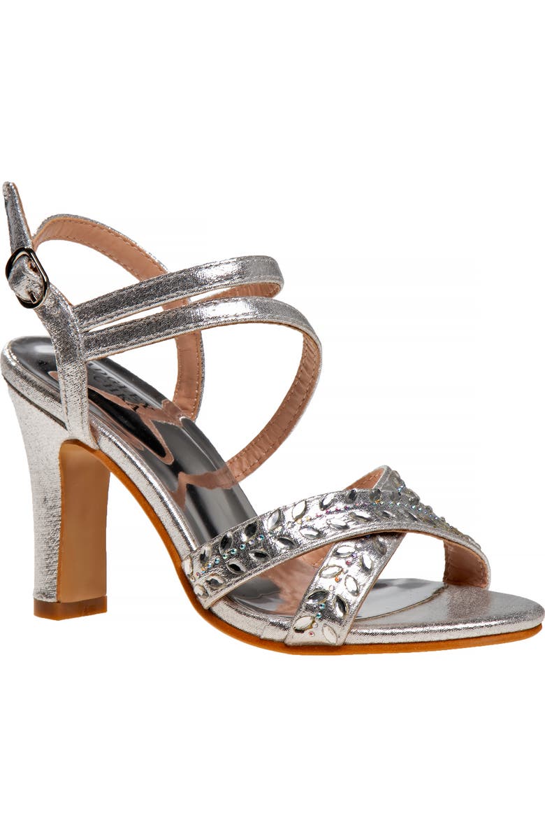 BADGLEY MISCHKA Big Girls Dress Heel Sandals, Main, color, Silver