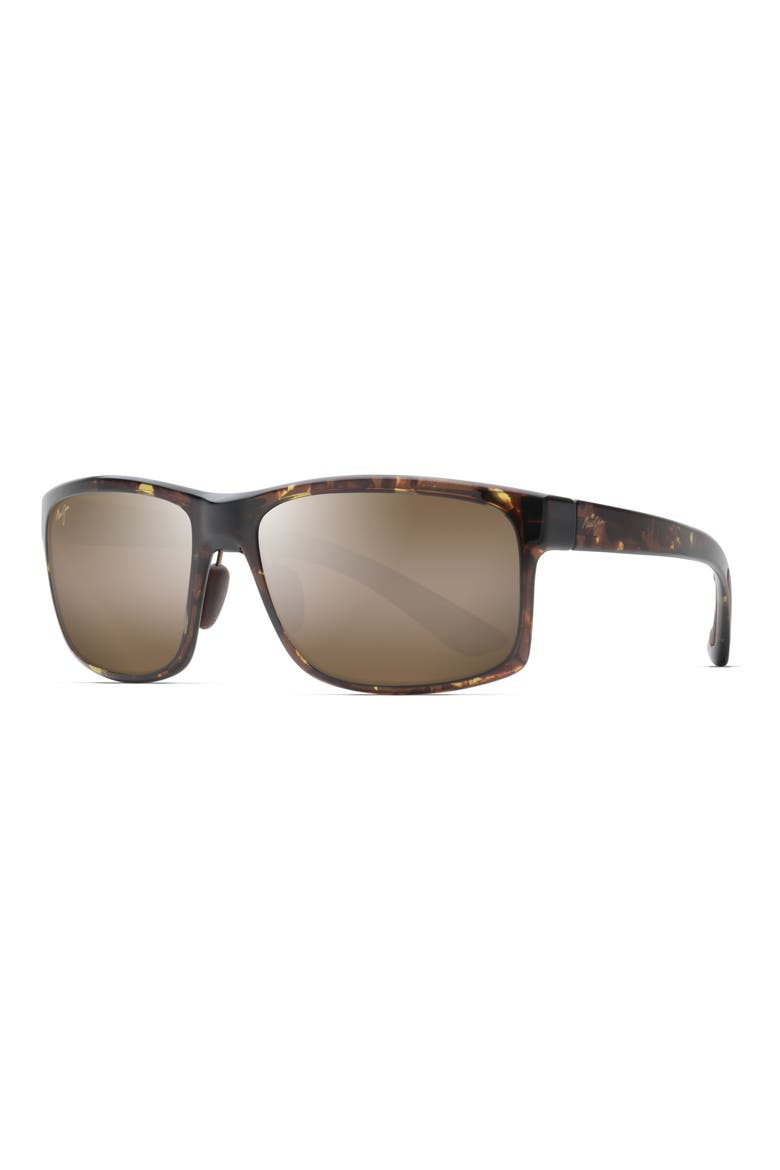 Pokowai Arch 58mm Polarized Rectangular Sunglasses, Alternate, color, TORTOISE