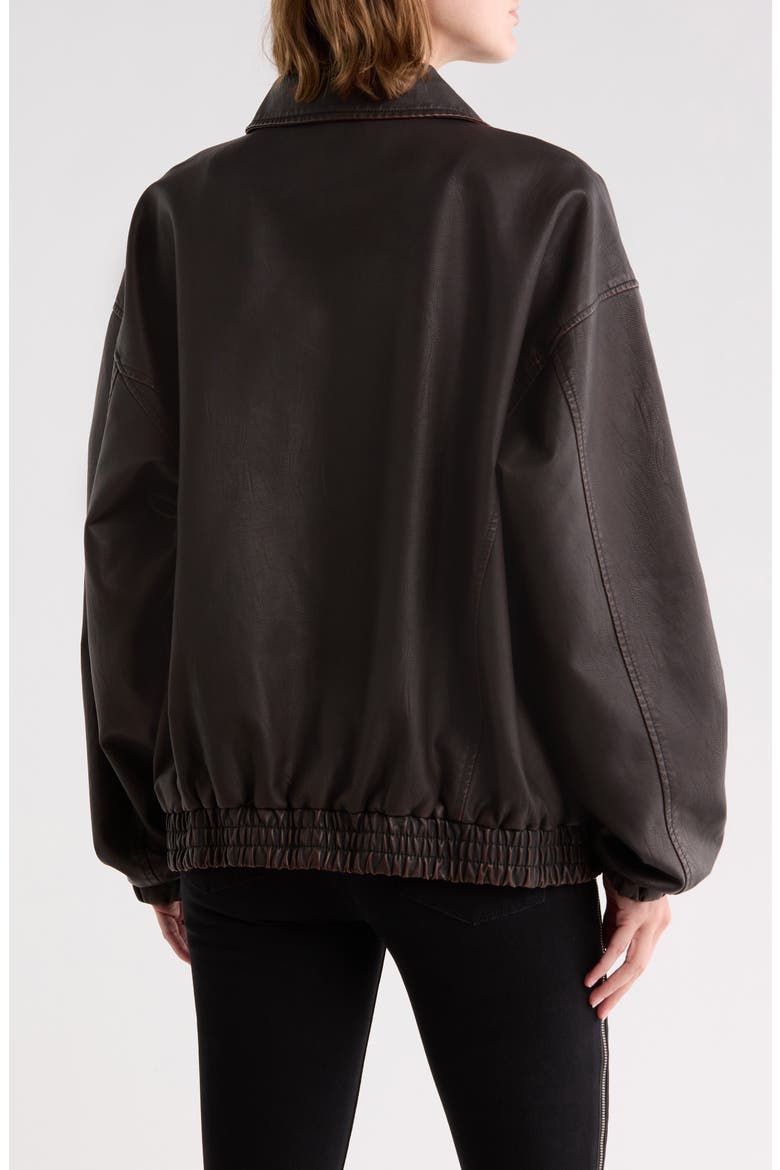Oversize Faux Leather Jacket, Alternate, color, BROWN