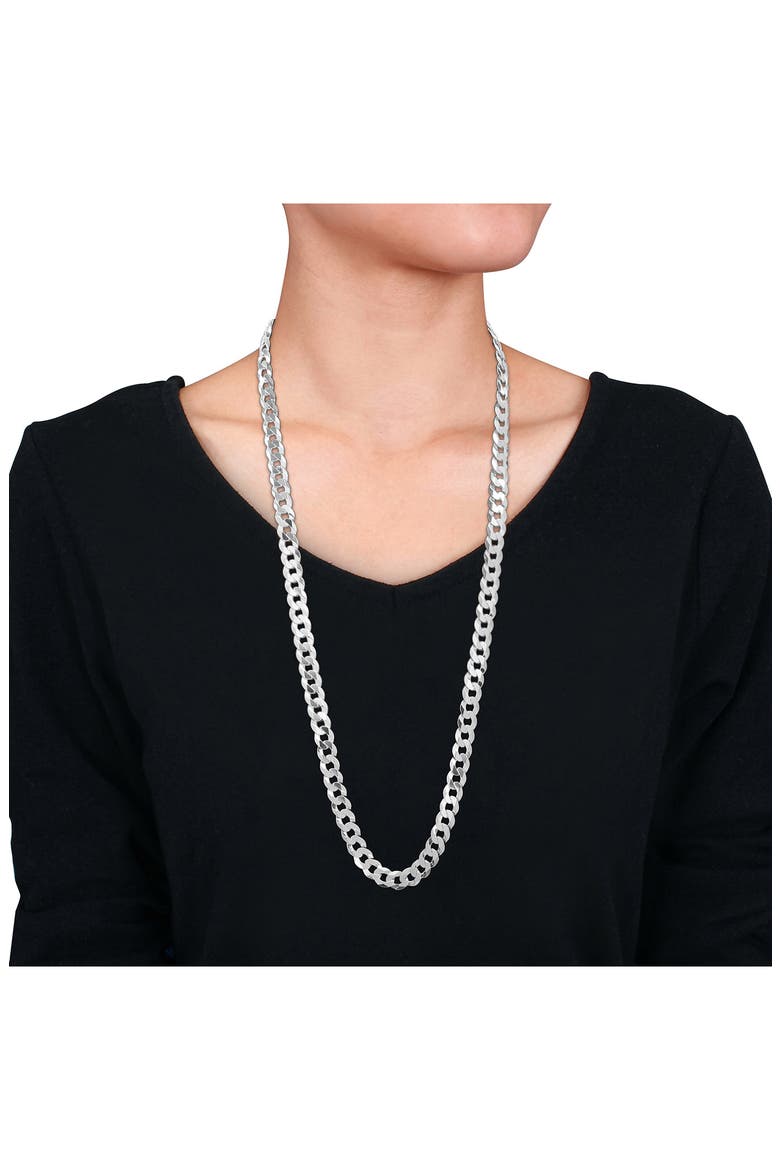 Sterling Silver Bevel Curb Chain Necklace, Alternate, color, SILVER