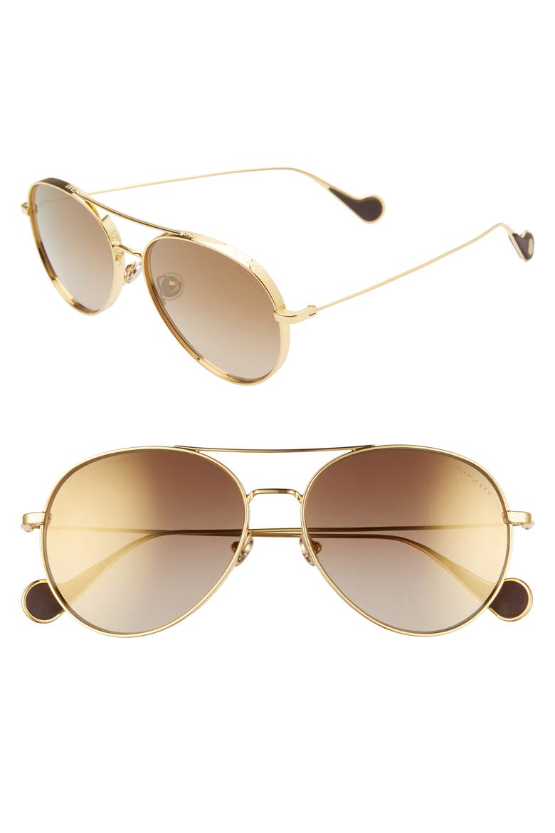 57mm Mirrored Aviator Sunglasses, Main, color, GOLD/ ROVIEX MIRROR