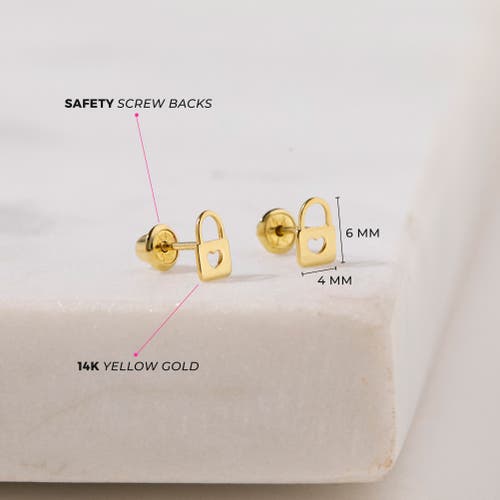 In Season Jewelry 14k Heart Lock Earrings In Gold