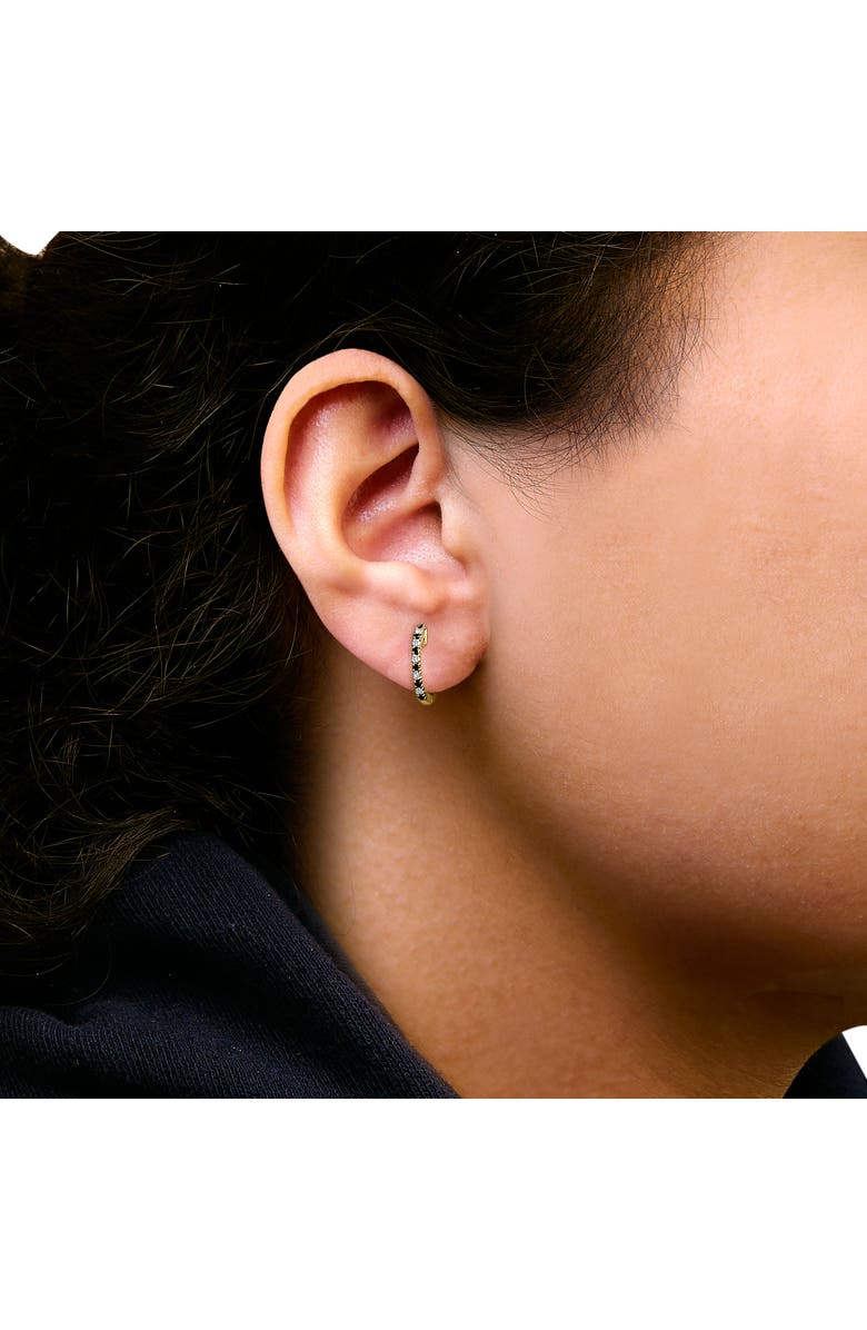 Haus of Brilliance 10K Yellow Gold Alternating Blue Sapphire 1/10 Ct Diamond Huggy Hoop Earrings, Alternate, color, Yellow