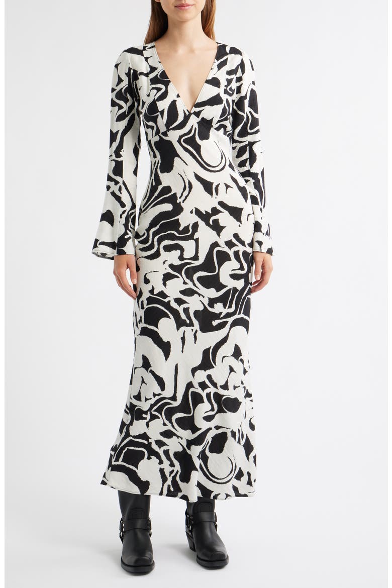 Lea Floral Long Sleeve Maxi Column Dress, Main, color, WHITE MULTI