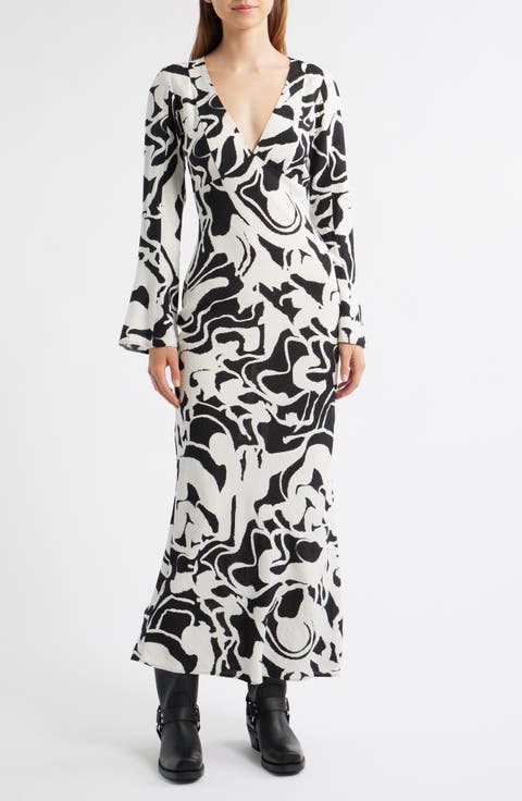 Lea Floral Long Sleeve Maxi Column Dress