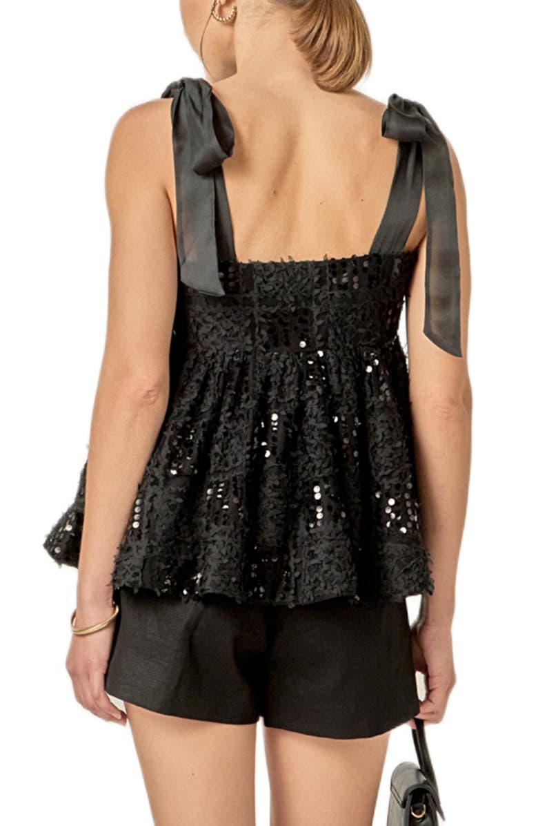 English Factory Sequins Bow Tank, Alternate, color, Black