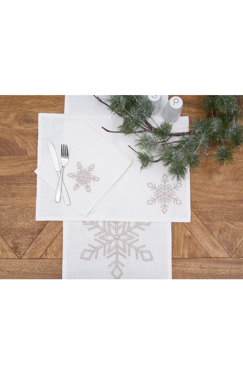 C&F Home Champagne Snowflake Table Runner 14" x 72", Alternate, color, White