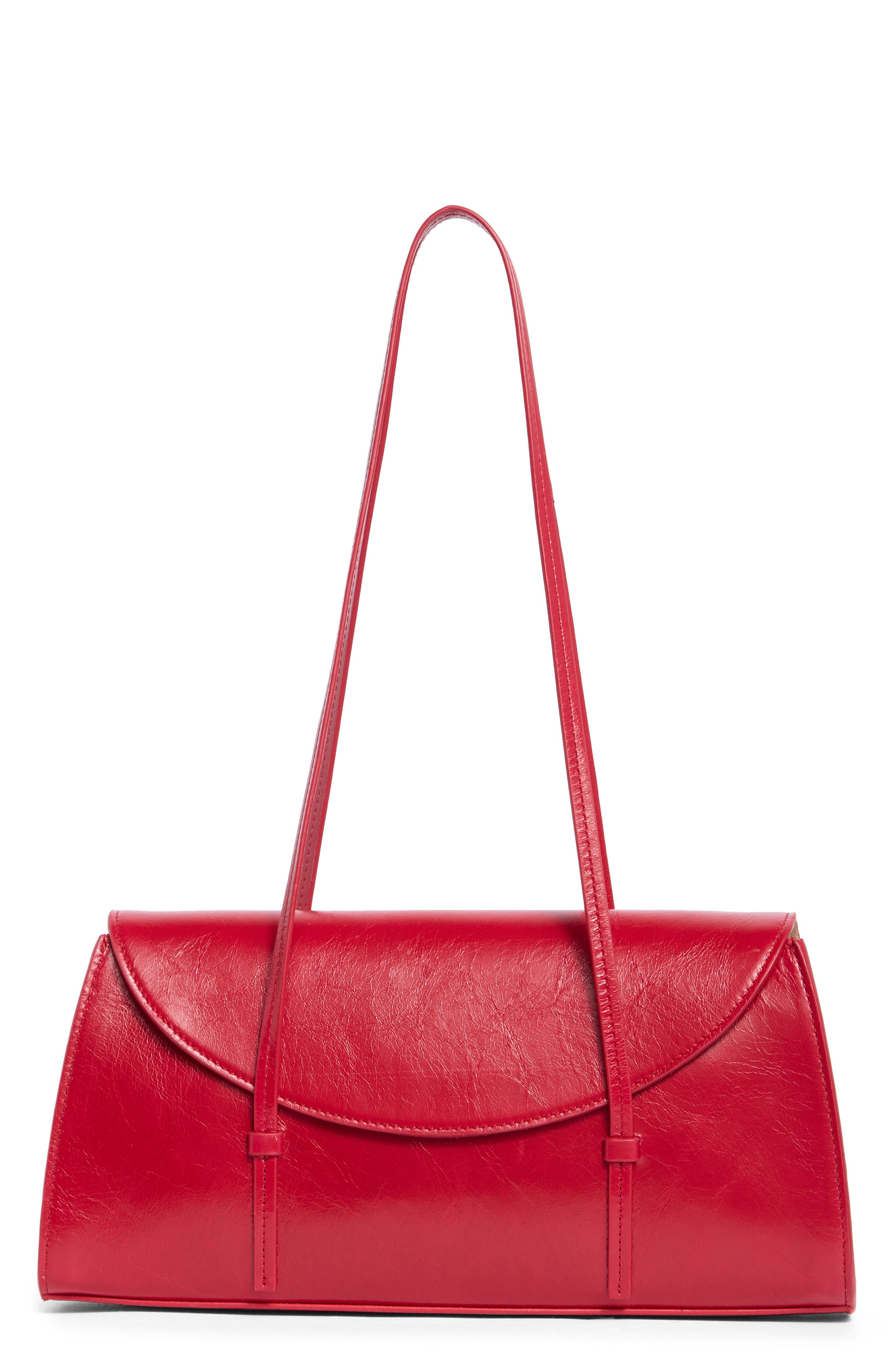 Reformation Elena Leather Shoulder Bag, Main, color, Poppy Leather