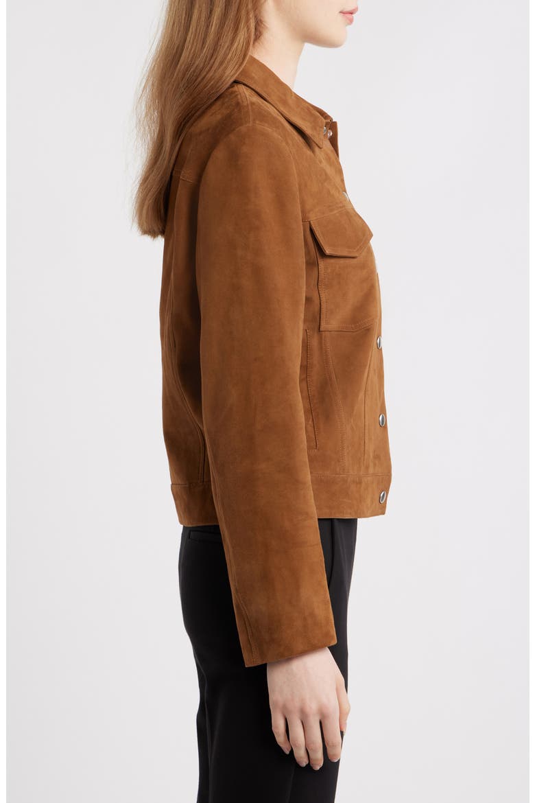 Reece Suede Trucker Jacket, Alternate, color, DEEP TOBACCO