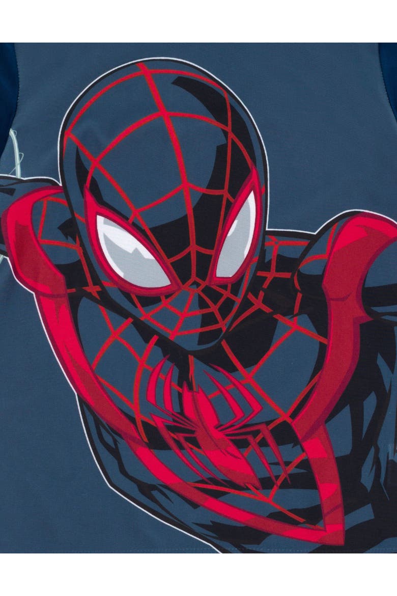 Spider-Man 2-Piece Rash Guard and Swim Trunks Set, Alternate, color, Miles Morales Grey