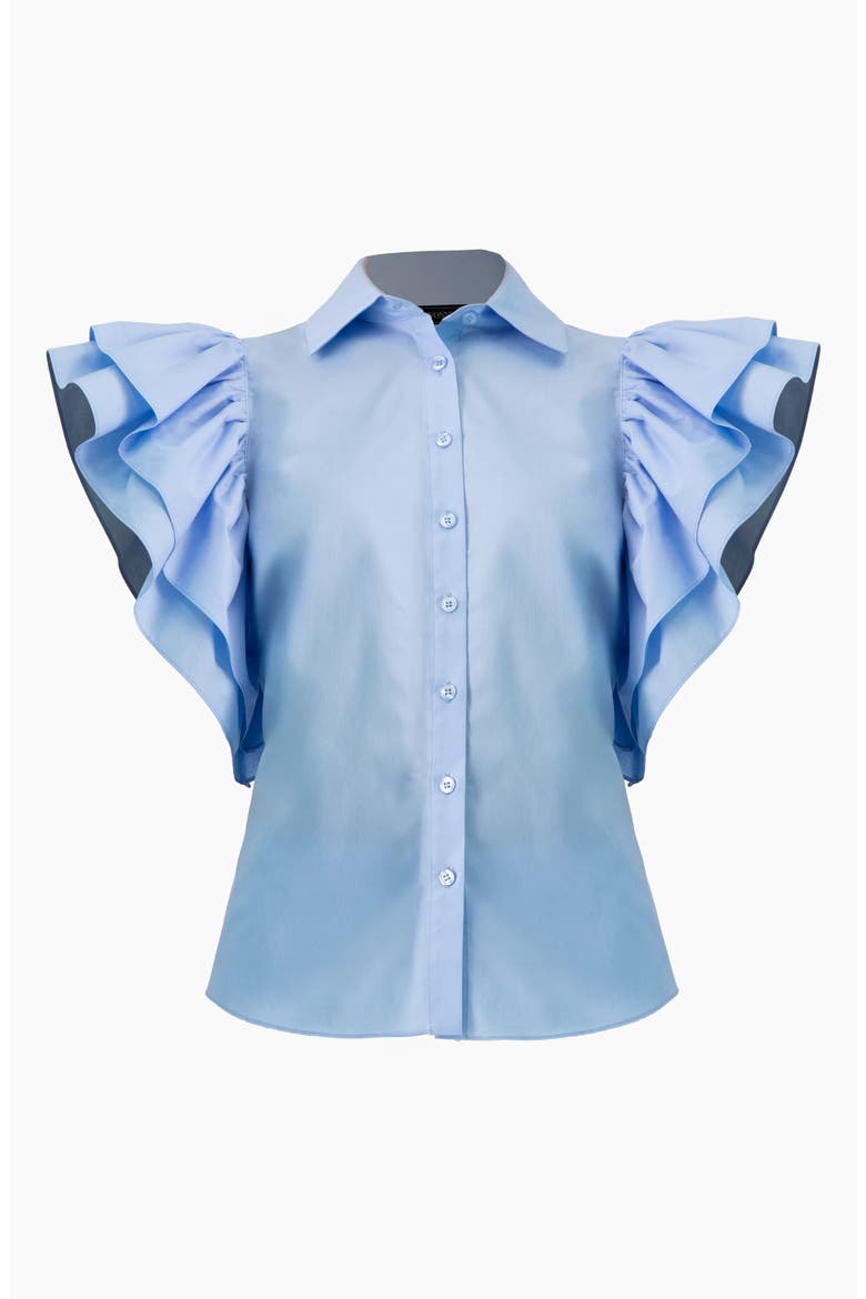Solid Shirt with Ruffled Sleeves, Alternate, color, Light Blue