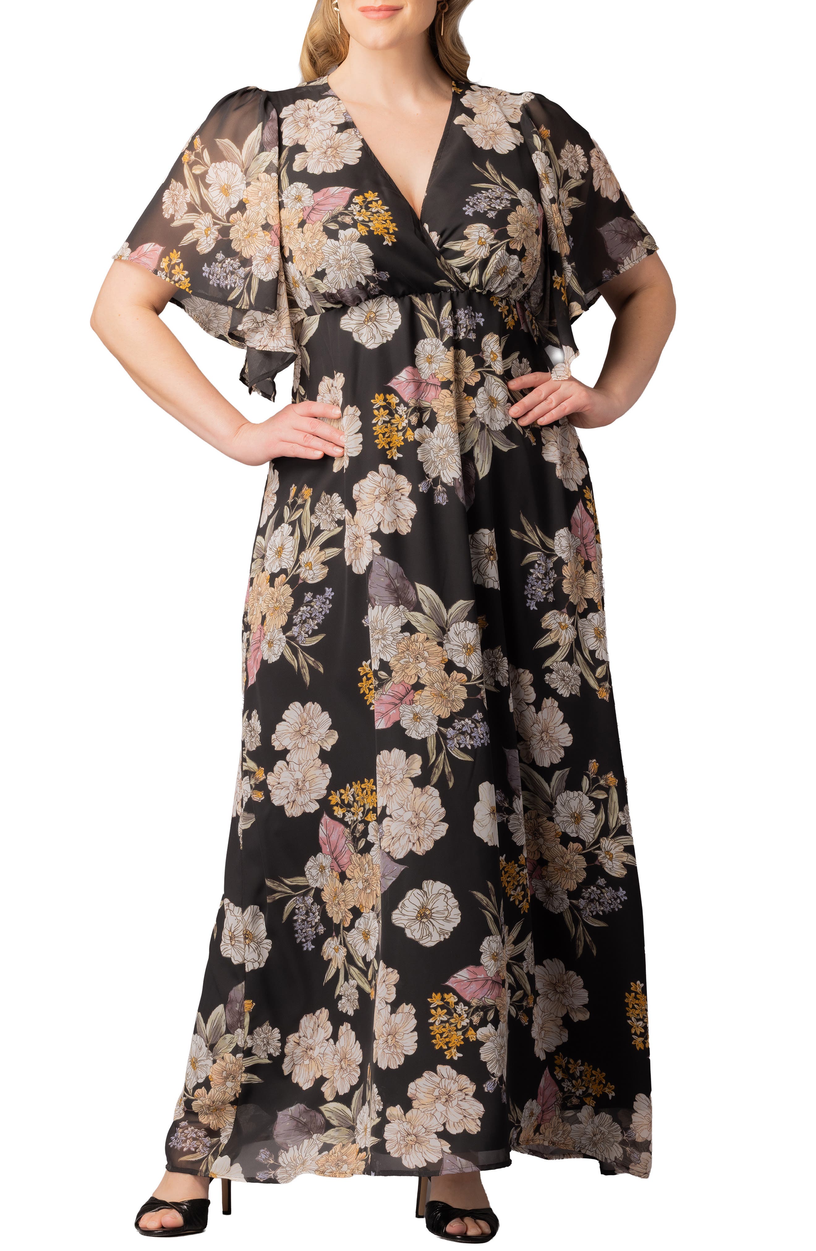 Carmella Flutter Sleeve Gown