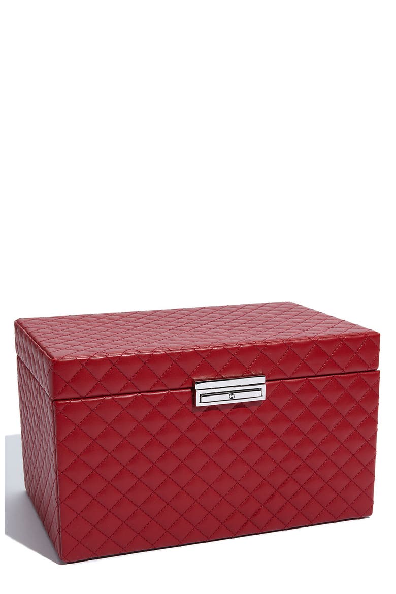 LusterLoc™ 'Large' Quilted Jewelry Box, Main, color, RED